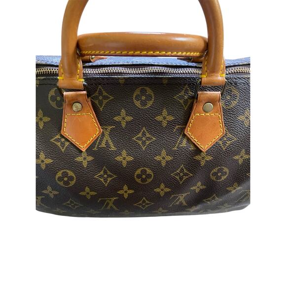 Louis Vuitton Speedy 30 Handbag LV Monogram Canvas Brown Tan Vintage Designer - Picture 12 of 16
